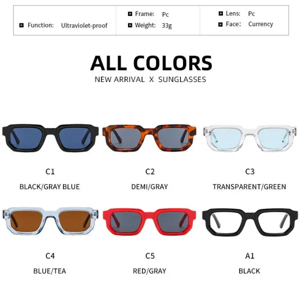 2025 Thick Frame Luxury Branded Sunglasses Black Small Frames Square Sun Glasses for Men Women - Image 4