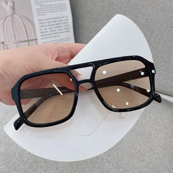 Double Beam Square Shades Retro Classic Men Sun Glasses Designer Yellow Fashion Sunglasses UV400 Women - Image 2