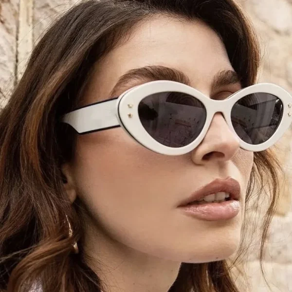 Celebrity Luxury Star Rivets Cat Eye Men New Brand Shades Eyewear Vintage Oval SunGlasses Women Personality - Image 3