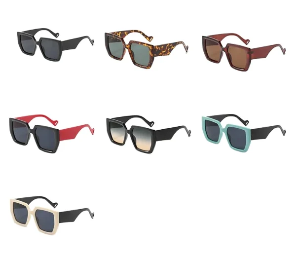 New Trendy Oversized Square Sunglasses Unisex Adults Wholesale Black Blue Beige UV400 Trendy Plastic Sunglasses - Image 5