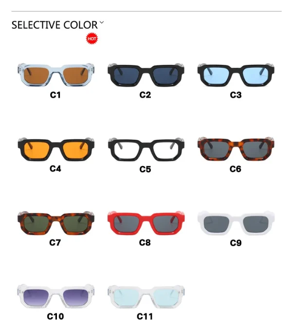 Fashion Thick Frame Sun Glasses High Quality Square Rectangle Sunglasses Men Women - Image 6