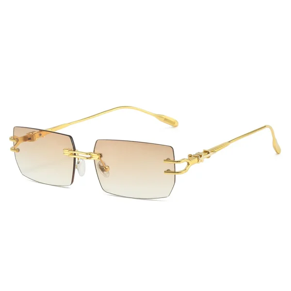 Luxury Metal Rimless Square Sunglasses Men Women Brand Designer Fashion Shades UV400 Sun Glasses 2025 - Image 3
