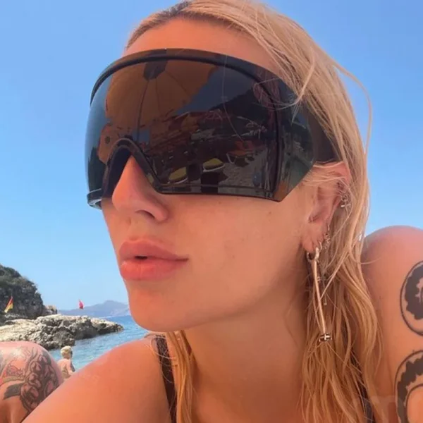 Women Men Y2K Futuristic Sun Glasses Oversized Mask One Pieces Lens Technology Shades Fashion Sunglasses Outstreet - Image 3