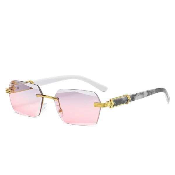 2025 Hot Sale Candy Color Marbling Square Rimless Cut Edge Black Shades Clear Sunglasses for Men Women - Image 3