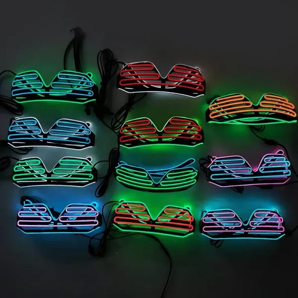 Futuristic Led Monochrome Frames Atmosphere Party Halloween Luminous Glasses EL Cold Light Luminous Hip Hop Glasses - Image 3
