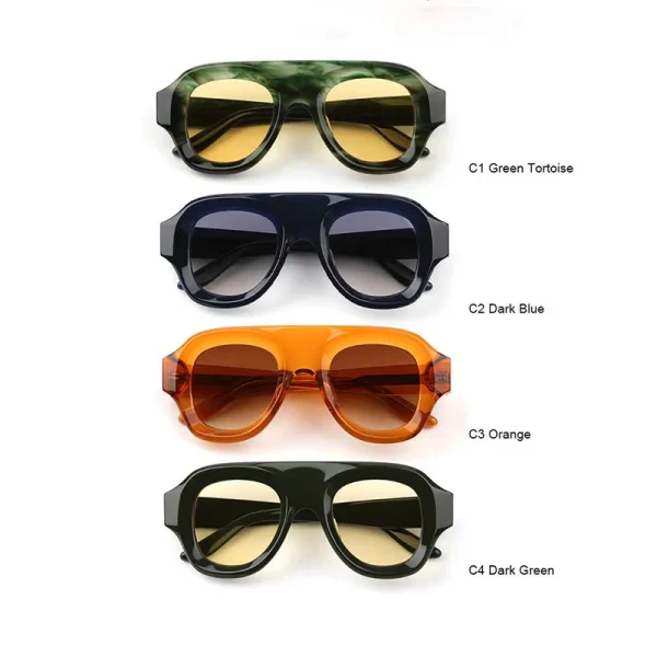 High Quality CR39 Lens Custom Shades Luxury Thick Green Frame Oversize Vintage Square Design Acetate Eyewear Sunglasses - Image 6