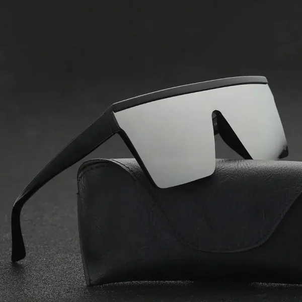 Hot Selling Retro Oversized Square Custom Logo Shades Vintage Black Flat Top Mirror Sunglasses Women Men - Image 4