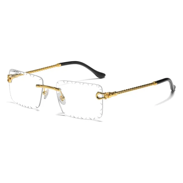 Vintage Brand Designer Square Rimless Sunglasses Fashion Cut Edge Black Shades Clear Sun Glasses Men Women 2025 - Image 5