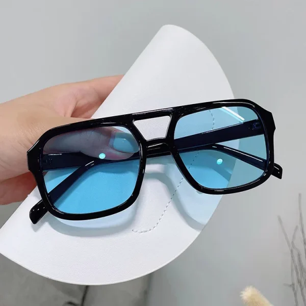 Double Beam Square Shades Retro Classic Men Sun Glasses Designer Yellow Fashion Sunglasses UV400 Women - Image 3