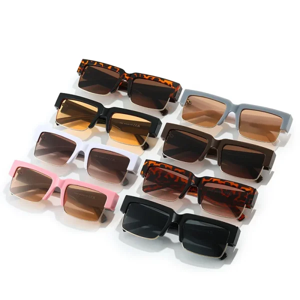 New Arrival Half Frame Square Personality Retro Versatile Women Men Shades Vintage Sunglasses - Image 2