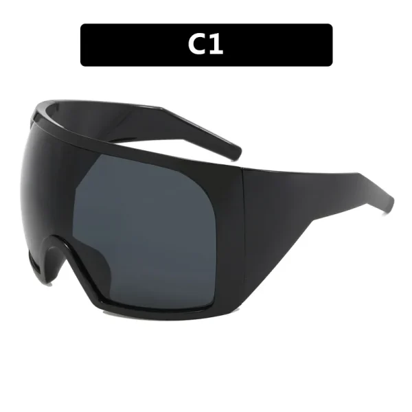 Women Men Y2K Futuristic Sun Glasses Oversized Mask One Pieces Lens Technology Shades Fashion Sunglasses Outstreet - Image 5