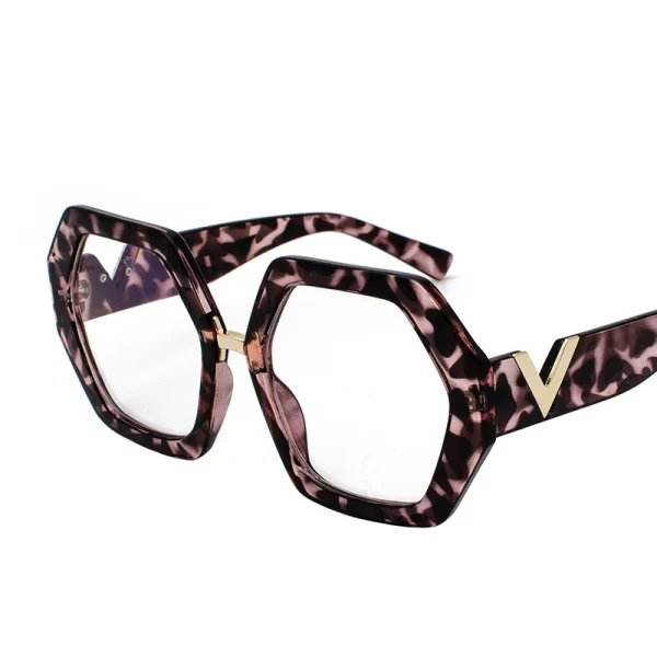 Black Leopard Polygon Anti-blue Light Eyeglasses for Women Vintage Oversized Clear Computer Elegant Glasses Frame Female - Image 6