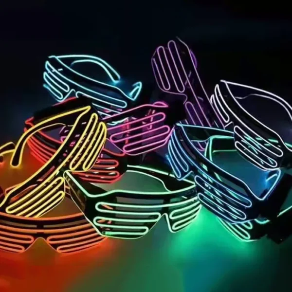 Futuristic Led Monochrome Frames Atmosphere Party Halloween Luminous Glasses EL Cold Light Luminous Hip Hop Glasses - Image 2