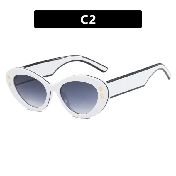 Celebrity Luxury Star Rivets Cat Eye Men New Brand Shades Eyewear Vintage Oval SunGlasses Women Personality - Image 5