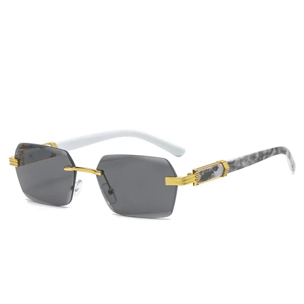 2025 Hot Sale Candy Color Marbling Square Rimless Cut Edge Black Shades Clear Sunglasses for Men Women - Image 2