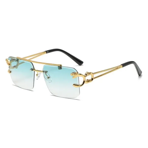 Fashion Designer Metal Eyeglasses Unisex Rimless UV400 Custom Logo Luxury Latest Leopard Head Optical Frame - Image 4