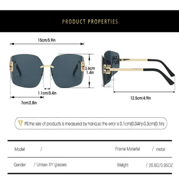 New Style Personality Rimless Trimming Curved Lens Versatile Women Men Shades Vintage Sunglasses - Image 3