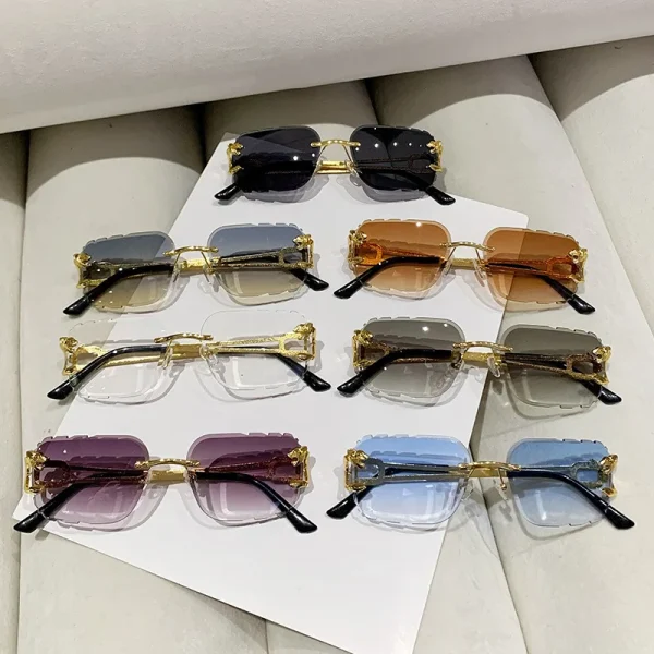 Retro Frameless 2025 Fashion China Wholesale UV400 Rimless Men Sunglasses Men High Quality Metal - Image 3