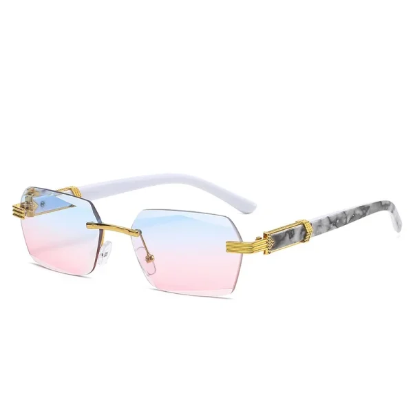 2025 Hot Sale Candy Color Marbling Square Rimless Cut Edge Black Shades Clear Sunglasses for Men Women - Image 4