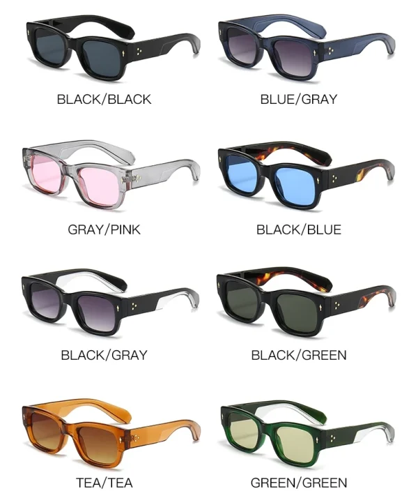 Vintage Chunky Rectangle Custom Shades Logo Thick Square Sun Glasses Men Women High Quality Sunglasses UV400 - Image 6