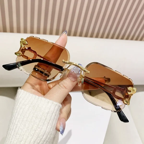 Retro Frameless 2025 Fashion China Wholesale UV400 Rimless Men Sunglasses Men High Quality Metal