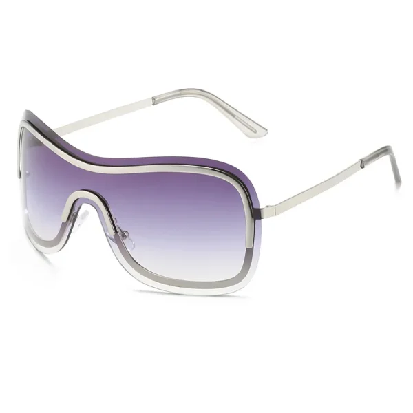 Fashion One Piece Oversized Shades Trendy Face Shield Ins Metal Frame Sun Glasses Y2K Sunglasses Women - Image 6