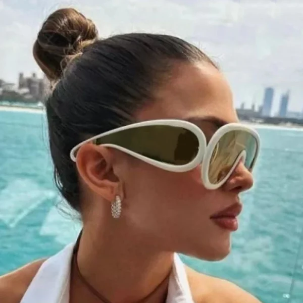 High Quality 2025 Women Oversized Shield Uv400 Luxury Y2k Sunglasses Men Design Top One Piece Designer Glasses - Image 3