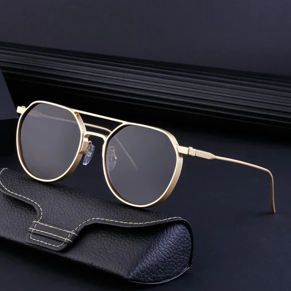 Retro Classic Luxury Brand Designer Sunglasses Men Custom Logo Vintage Round Metal Frames Man Sun Glasses 2025 Shades