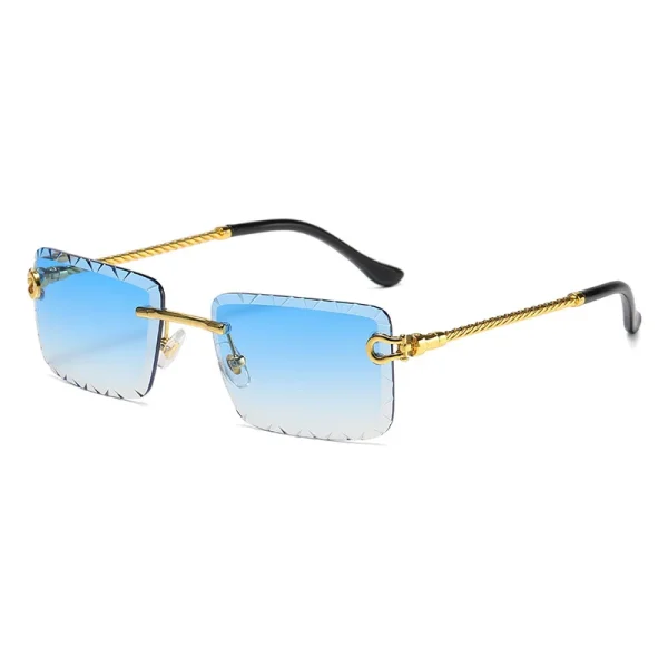 Vintage Brand Designer Square Rimless Sunglasses Fashion Cut Edge Black Shades Clear Sun Glasses Men Women 2025