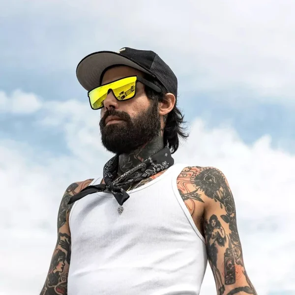 Oversized Frame Square Beach Men Women Fashion High Quality Yellow Mirror Polarized Lens UV400 SunGlasses - Image 2