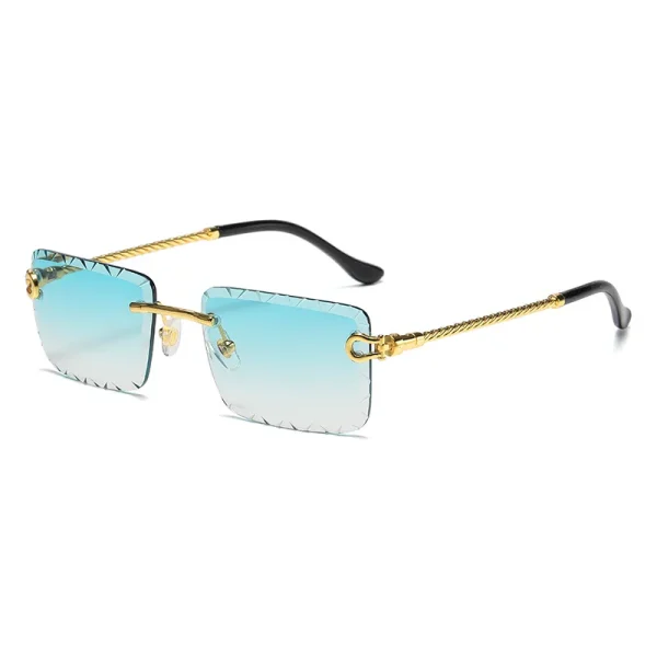 Vintage Brand Designer Square Rimless Sunglasses Fashion Cut Edge Black Shades Clear Sun Glasses Men Women 2025 - Image 6