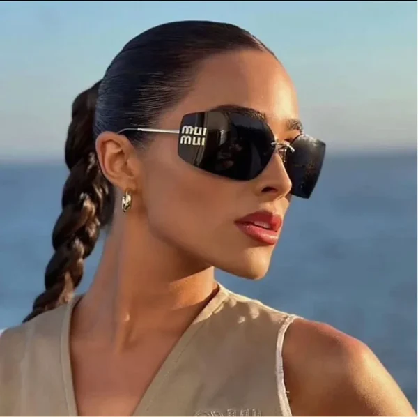 New Style Personality Rimless Trimming Curved Lens Versatile Women Men Shades Vintage Sunglasses