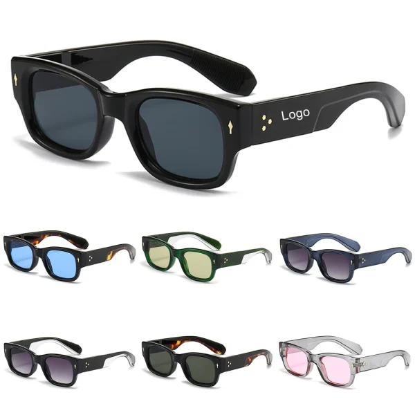 Vintage Chunky Rectangle Custom Shades Logo Thick Square Sun Glasses Men Women High Quality Sunglasses UV400