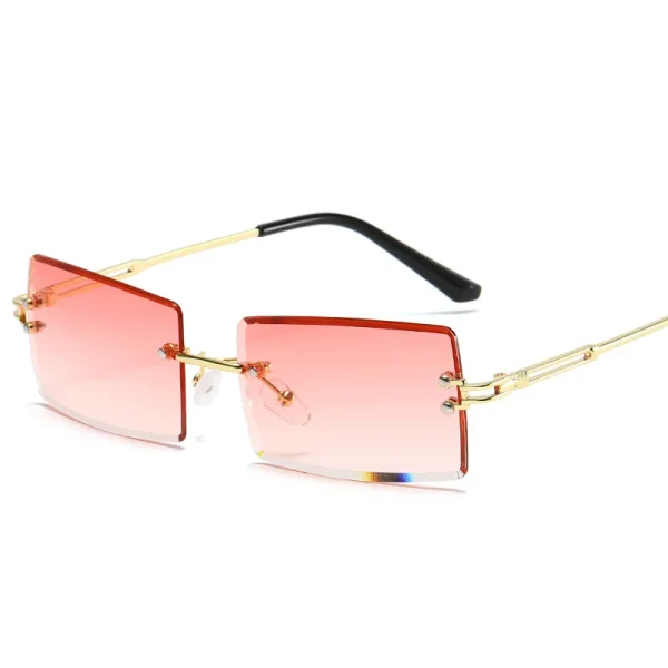 2025 Vintage Women High Quality New Fashion Small Square Shades Rimless Rectangle Sunglasses - Image 5