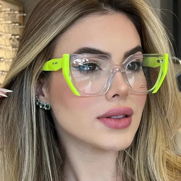 Ins Fashion Top Tr90 Blue Light Blocking Computer Glasses Latest Optical Eyeglass Trendy Color Block Frames