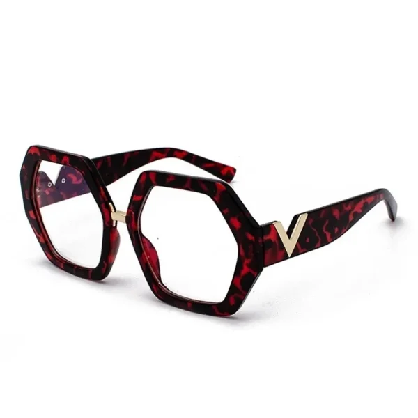 Black Leopard Polygon Anti-blue Light Eyeglasses for Women Vintage Oversized Clear Computer Elegant Glasses Frame Female - Image 4