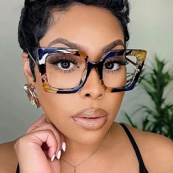 High Quality Women Frame Fashion Square Blue Light Blocking Glasses clear Optical Spectacle Retro Man - Image 2