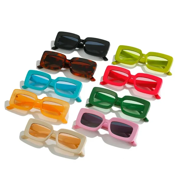 High Quality Women Sunglasses Small Square Transparent Shades Retro Candy Color Seabeach Sun Glasses Rectangle