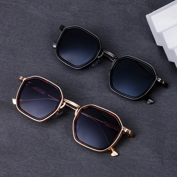 High Quality Custom logo Retro Square Metal Frame Sun Glasses Vintage Shades Women Polarized Sunglasses Men - Image 5