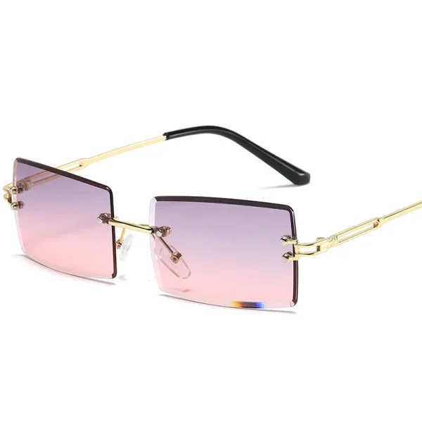 2025 Vintage Women High Quality New Fashion Small Square Shades Rimless Rectangle Sunglasses - Image 4