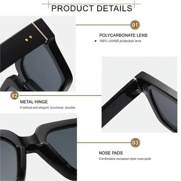 Square Shades Men High Quality Fashion Women Retro Vintage Custom Sunglasses Logo 2025 - Image 3