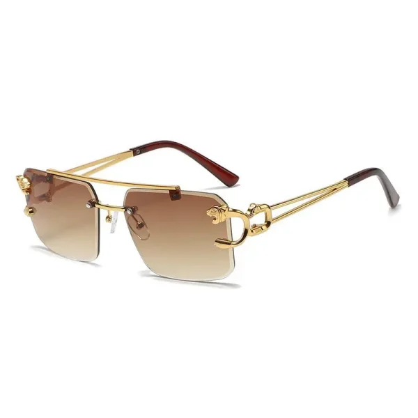 Fashion Designer Metal Eyeglasses Unisex Rimless UV400 Custom Logo Luxury Latest Leopard Head Optical Frame