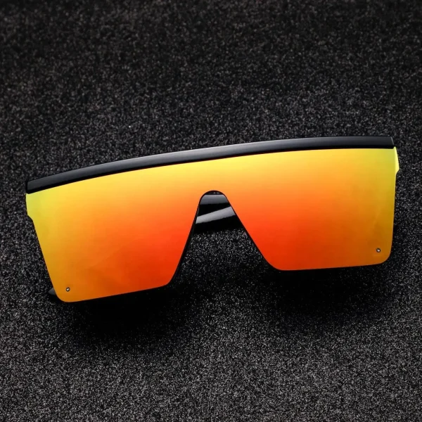 Hot Selling Retro Oversized Square Custom Logo Shades Vintage Black Flat Top Mirror Sunglasses Women Men - Image 5