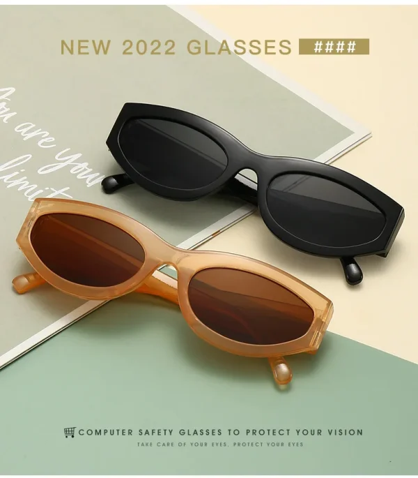 Fashion Small Beige square Frame Cat Eye Shades Trendy Beach Vintage Women Custom Sunglasses Retro - Image 2