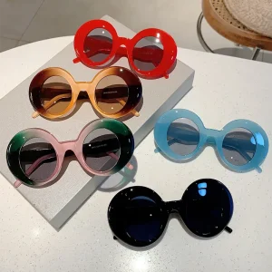2025 New Fashion Brand Large Oval Sun Glasses Female Vintage Round Oversized Blue Gradient Sunglasses for Women