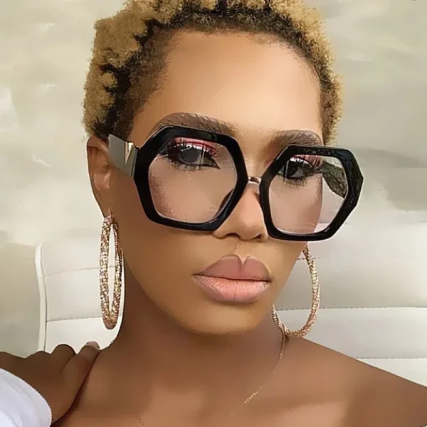 Black Leopard Polygon Anti-blue Light Eyeglasses for Women Vintage Oversized Clear Computer Elegant Glasses Frame Female - Image 2