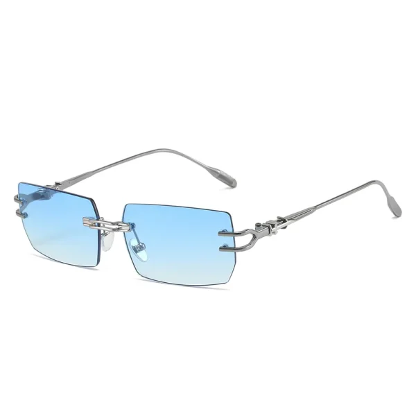 Luxury Metal Rimless Square Sunglasses Men Women Brand Designer Fashion Shades UV400 Sun Glasses 2025
