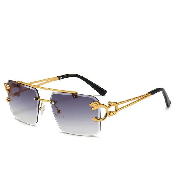 Fashion Designer Metal Eyeglasses Unisex Rimless UV400 Custom Logo Luxury Latest Leopard Head Optical Frame - Image 6