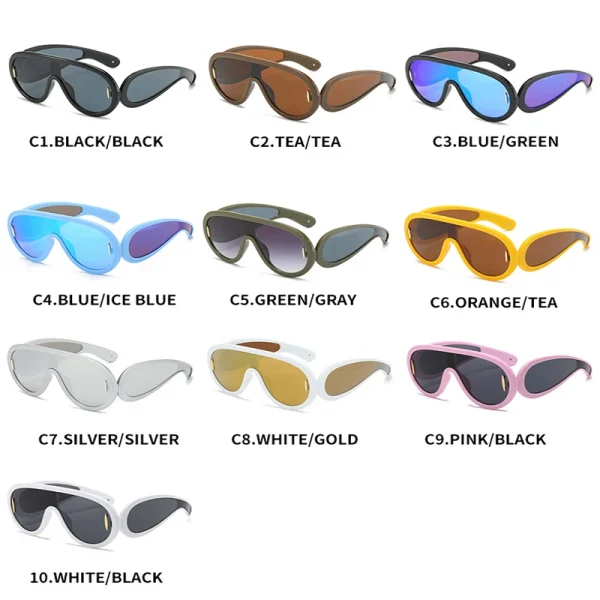 High Quality 2025 Women Oversized Shield Uv400 Luxury Y2k Sunglasses Men Design Top One Piece Designer Glasses - Image 4