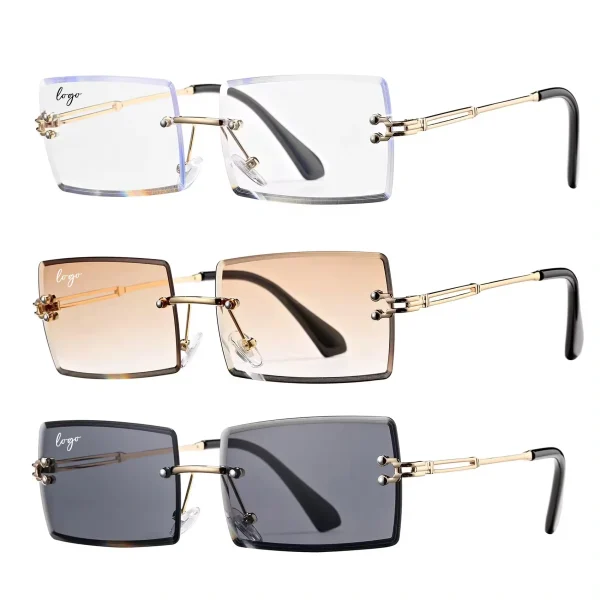 Luxury Square Women Designer Fashion Rectangle Women Sun Glasses Y2K Rimless Man Sunglasses Logo 2025